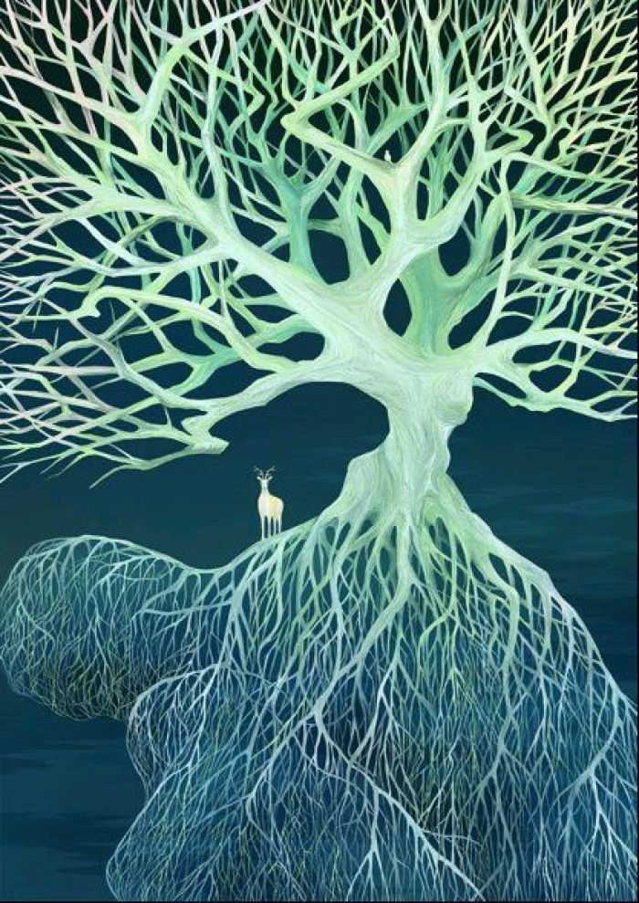 空靈浩大簡約插畫，風(fēng)格靜謐手繪插畫