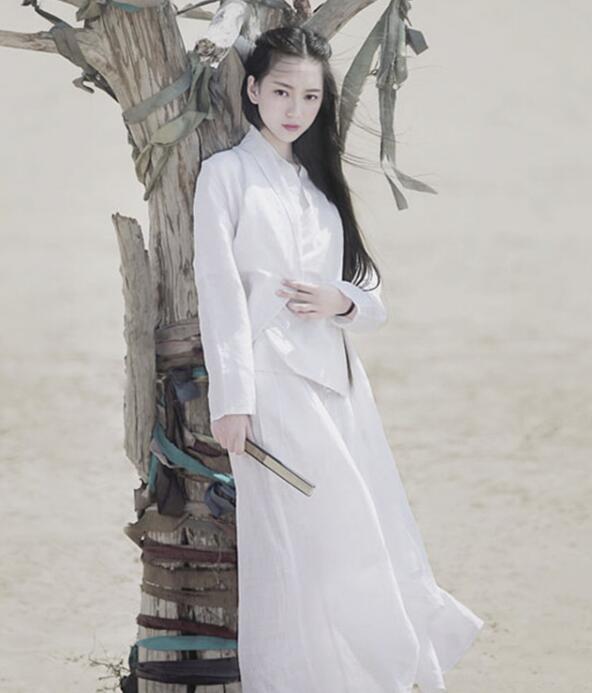 兩款復(fù)古亞麻民國(guó)風(fēng)漢服，白色簡(jiǎn)約中式漢服