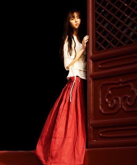 民族風(fēng)漢元素古風(fēng)漢服，棉麻女裝漢服美女圖片