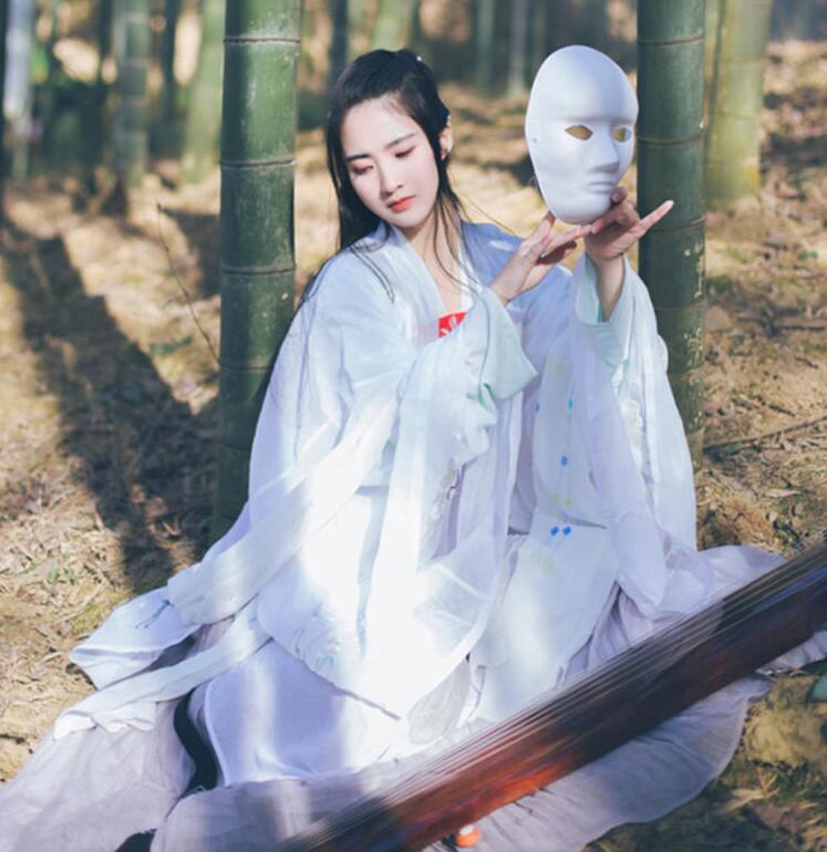 魏晉風(fēng)女裝繡花大袖衫，復(fù)古福連文苑漢服圖片