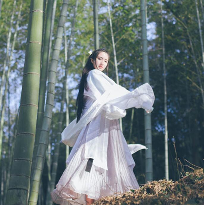 魏晉風(fēng)女裝繡花大袖衫，復(fù)古福連文苑漢服圖片