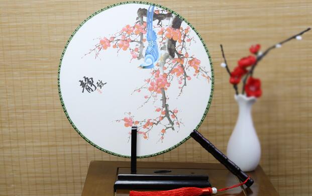 雙面印花團(tuán)扇，古典宮廷漢服扇子