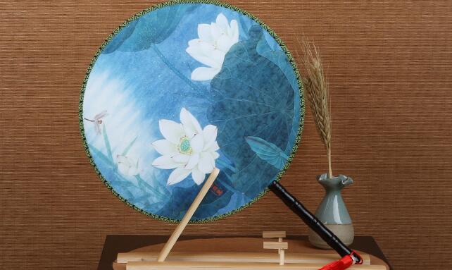 雙面印花團(tuán)扇，古典宮廷漢服扇子