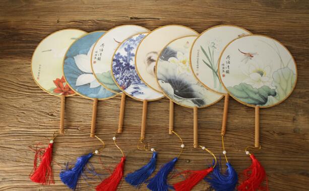 古典漢風(fēng)宮廷團(tuán)扇，清新文藝復(fù)古圓扇子