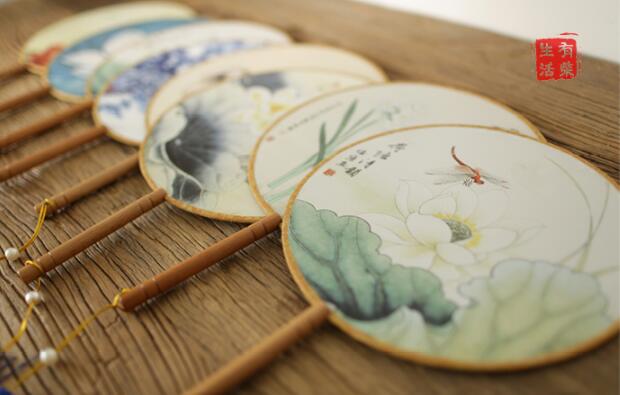 古典漢風(fēng)宮廷團(tuán)扇，清新文藝復(fù)古圓扇子