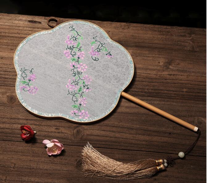 福連文苑手工古典團(tuán)扇，漢服宮扇長柄手繪扇子