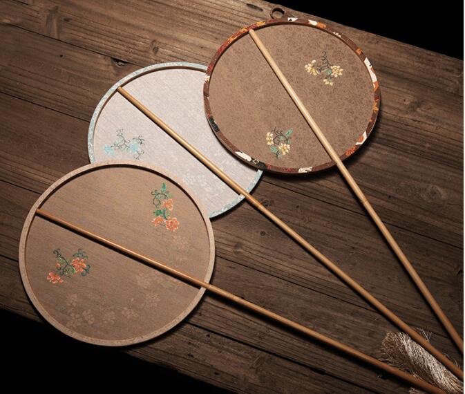 福連文苑手工古典團(tuán)扇，漢服宮扇長柄手繪扇子