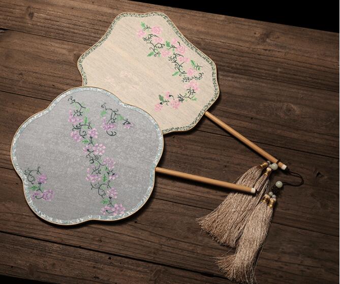 福連文苑手工古典團(tuán)扇，漢服宮扇長柄手繪扇子