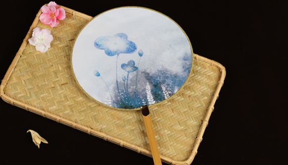 六款圖案女式團扇，古風工藝漢服古典扇子圖片