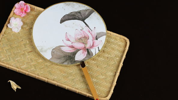 六款圖案女式團扇，古風工藝漢服古典扇子圖片