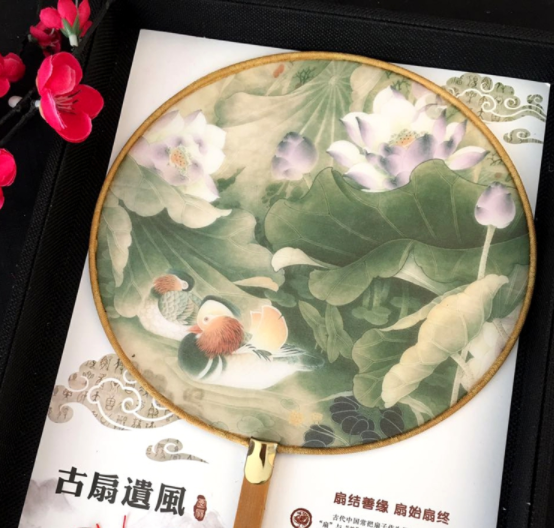 福連文苑復(fù)古仿竹團(tuán)扇，真絲半透明雙面團(tuán)扇圖片