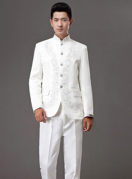 青年修身中山裝，立領(lǐng)中山裝演出服