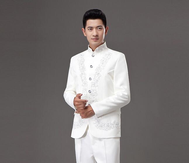 青年修身中山裝，立領(lǐng)中山裝演出服