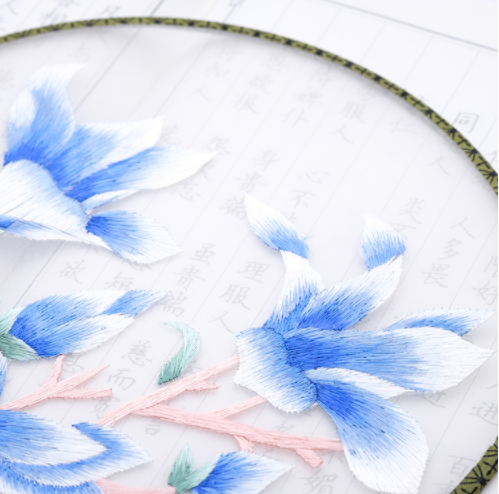 四款雙面繡花福連文苑團(tuán)扇，古風(fēng)宮扇古典扇子圖