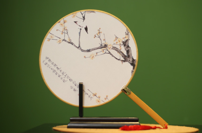 福連文苑宮扇女式團(tuán)扇，古風(fēng)工藝漢服古典扇子圖