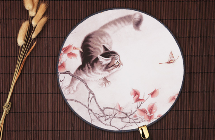 福連文苑宮扇女式團(tuán)扇，古風(fēng)工藝漢服古典扇子圖