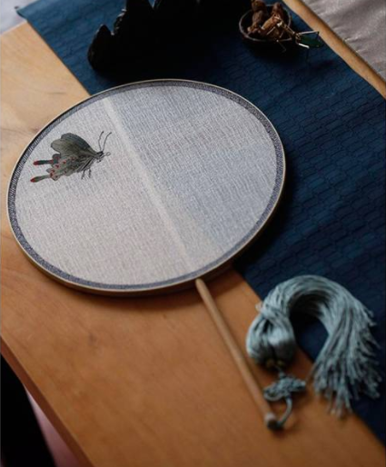 福連文苑古典復(fù)古團扇，繡花宮扇刺繡團扇