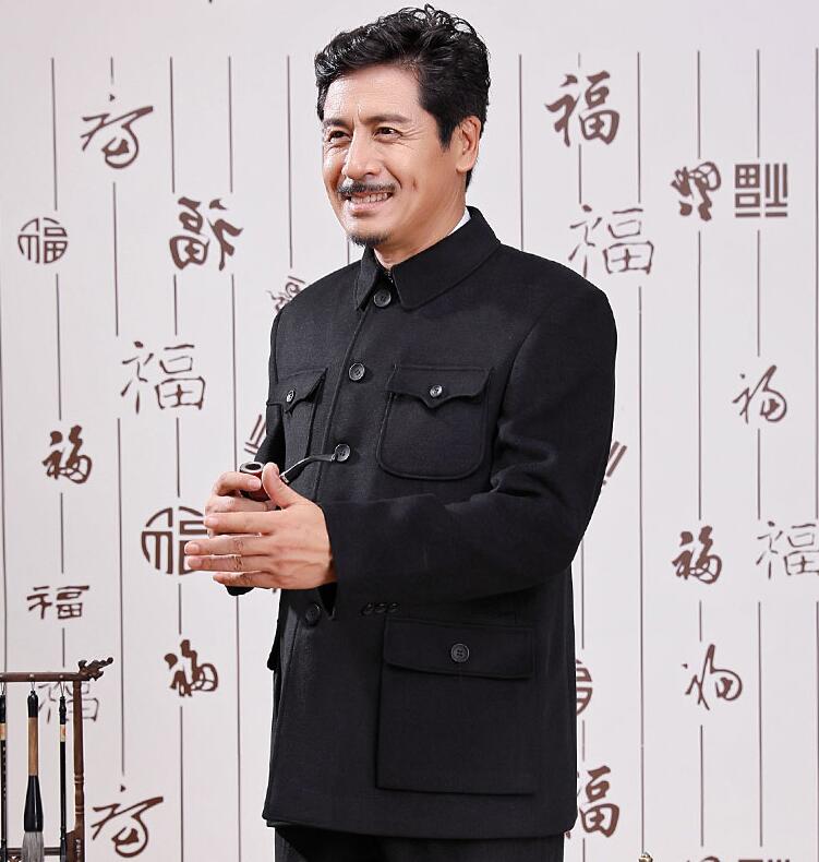 經(jīng)典立領羊毛呢老年人中山裝