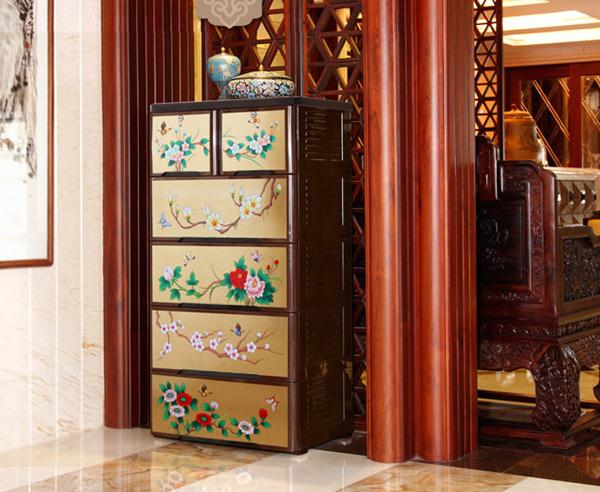 福連文苑復(fù)古儲物柜，多層組合整理柜五斗柜