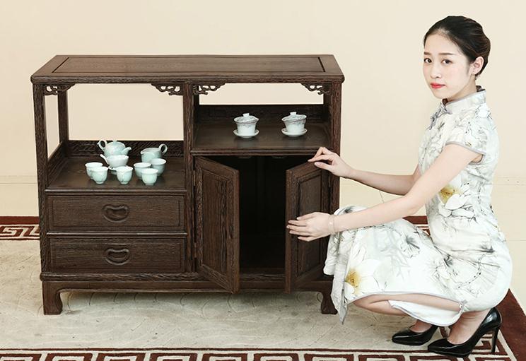 明清古典雞翅木柜子，中式仿古實木原木儲物柜