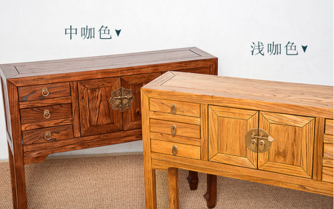 新中式老榆木簡約玄關(guān)柜子