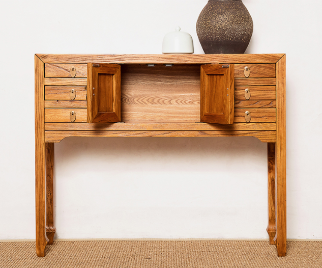 新中式老榆木簡約玄關(guān)柜子