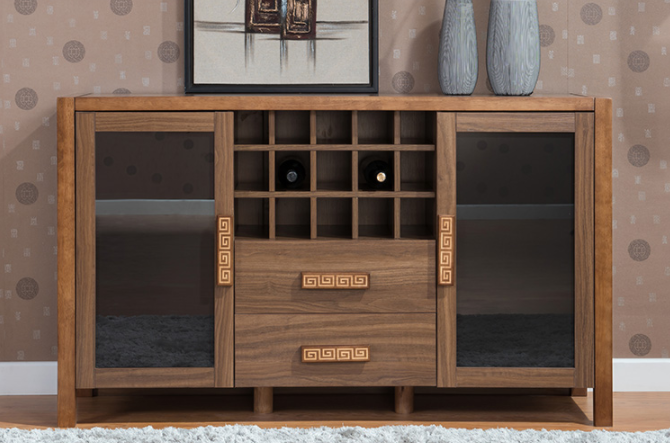 中式實(shí)木儲(chǔ)物柜子，現(xiàn)代簡(jiǎn)約回紋圖案柜子