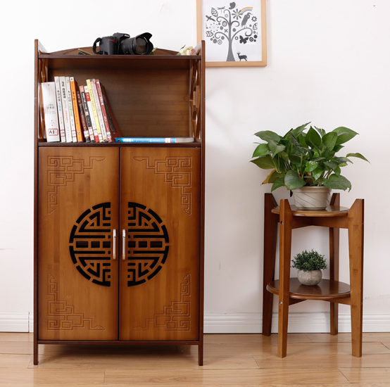 中式復(fù)古實(shí)木福紋窗花儲(chǔ)物柜子