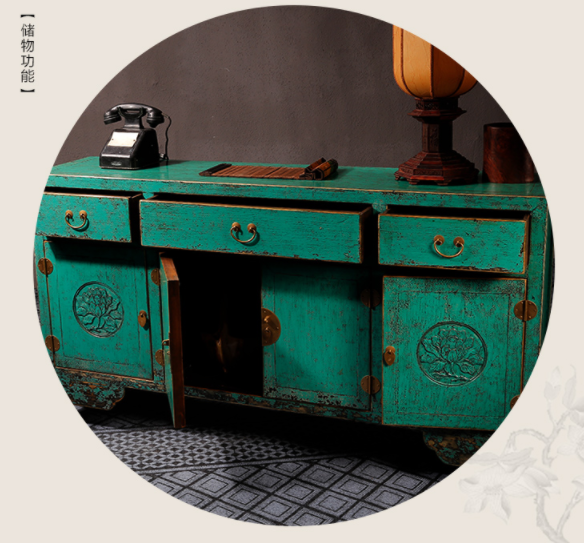 古樸彩漆仿古做舊樺木柜子