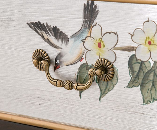 清新國畫收納進(jìn)門柜子，實(shí)木玄關(guān)裝飾門廳柜子