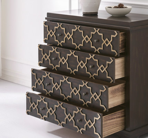 新古典實木四斗柜子，擦色工藝收納柜子