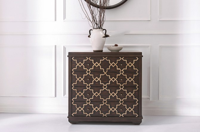 新古典實木四斗柜子，擦色工藝收納柜子