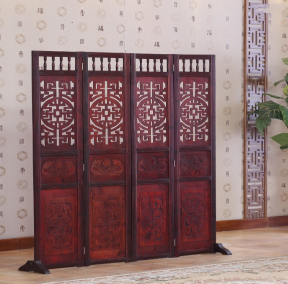 仿古實(shí)木中式屏風(fēng)，復(fù)古玄關(guān)屏風(fēng)隔斷