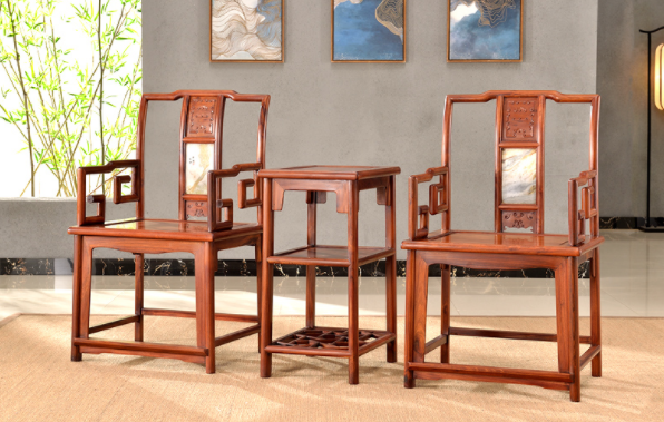 大理石南官帽椅，中式實(shí)木云石椅子