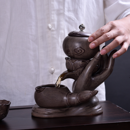 原創(chuàng)陶瓷泡茶自動茶具，佛手蓮花功夫茶具