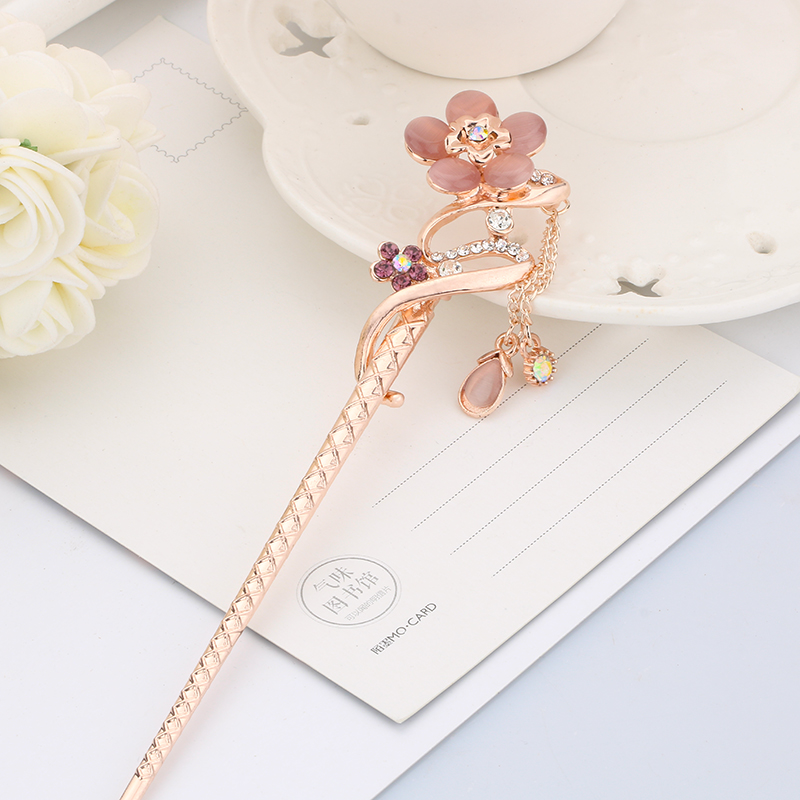 古風(fēng)發(fā)簪頭飾，鑲鉆水晶流蘇步搖