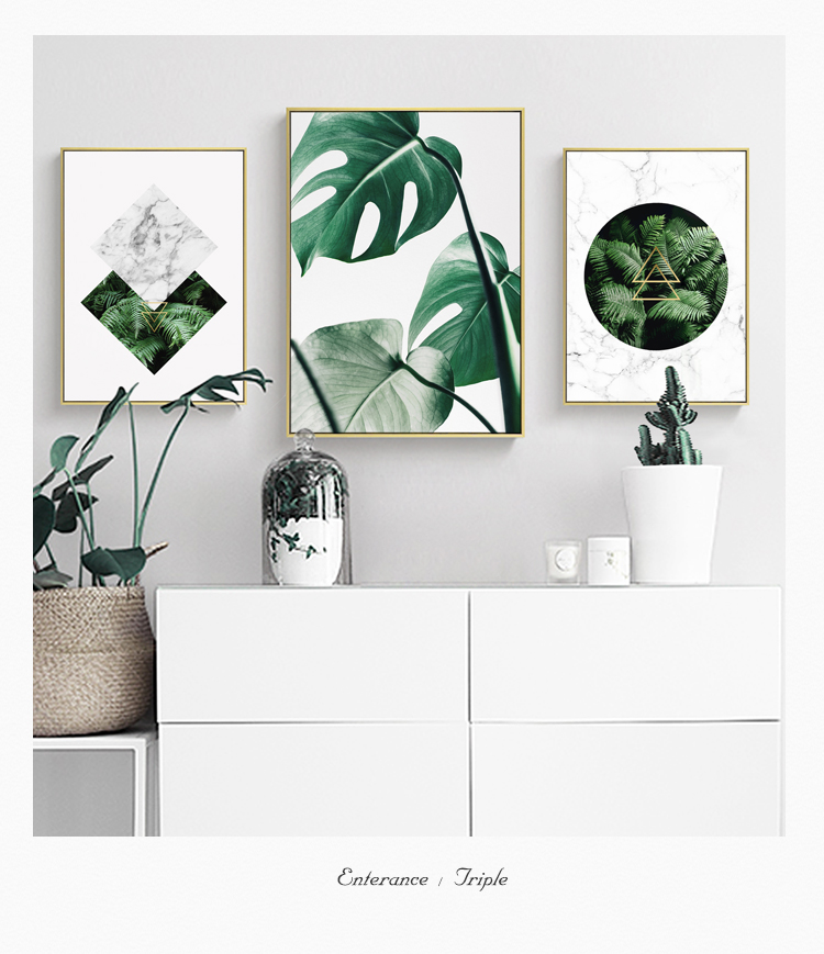 清新植物裝飾畫，簡(jiǎn)約大氣客廳裝飾畫