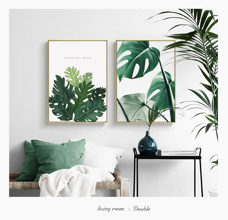 清新植物裝飾畫，簡(jiǎn)約大氣客廳裝飾畫