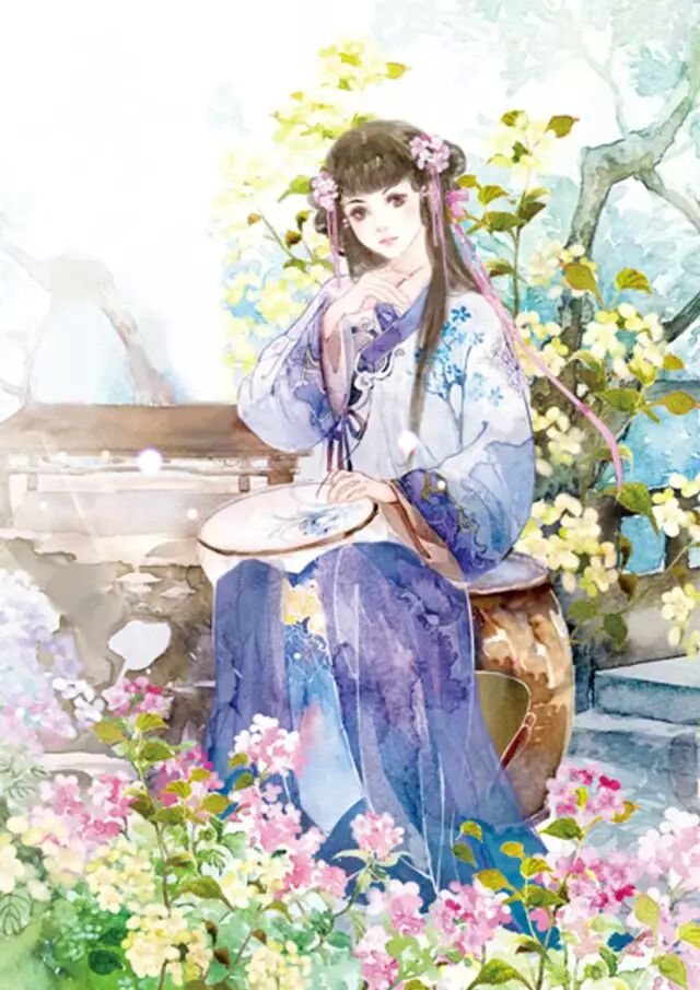 唯美古風圖片:寒月退霜風滿樓，夜靜人幽滿腔愁