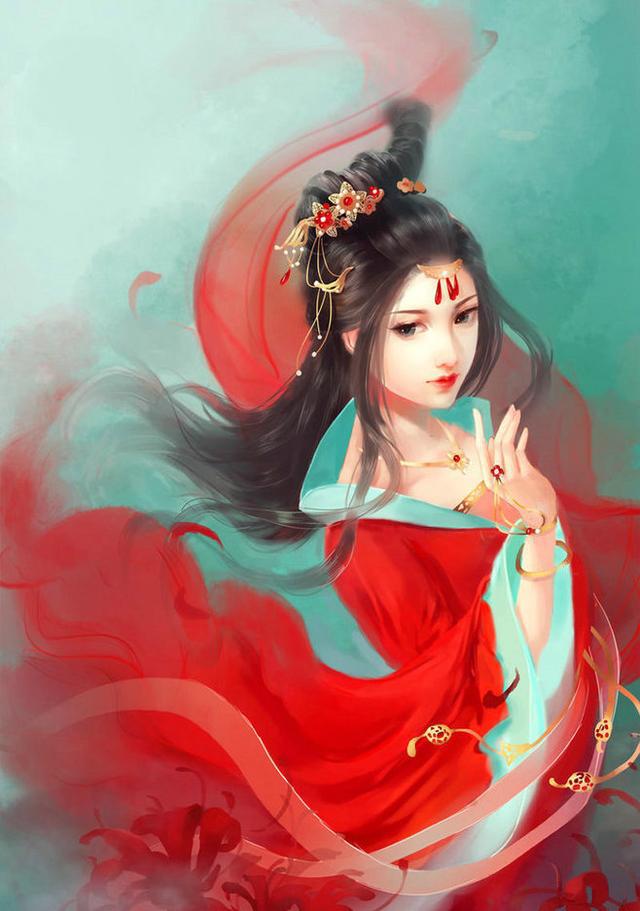 唯美古風(fēng)圖片：一身紅衣，披裝待嫁