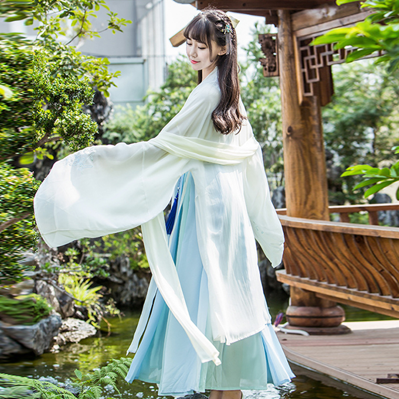 清新魏晉風漢服，古裝仙女大袖衫齊腰襦裙