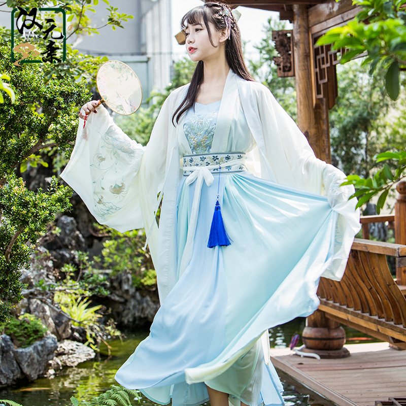 清新魏晉風漢服，古裝仙女大袖衫齊腰襦裙