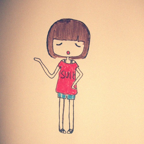 4款簡單手繪插畫圖片，清新可人小女生