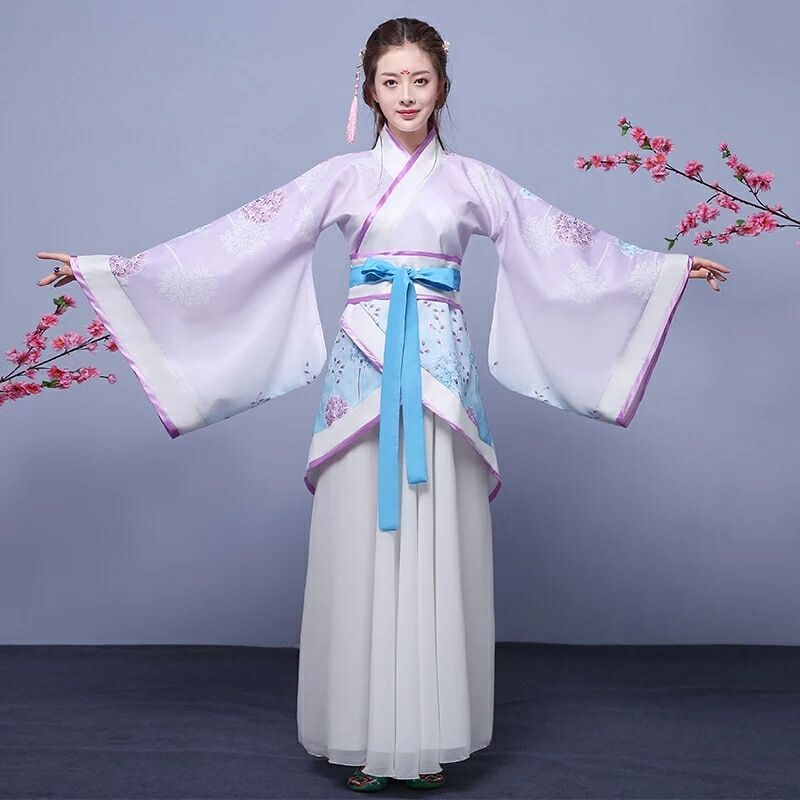 襦裙套裝仙女漢服，福連文苑曲裾齊腰古裝圖片