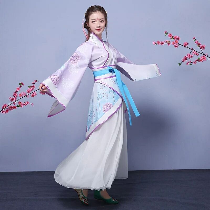襦裙套裝仙女漢服，福連文苑曲裾齊腰古裝圖片