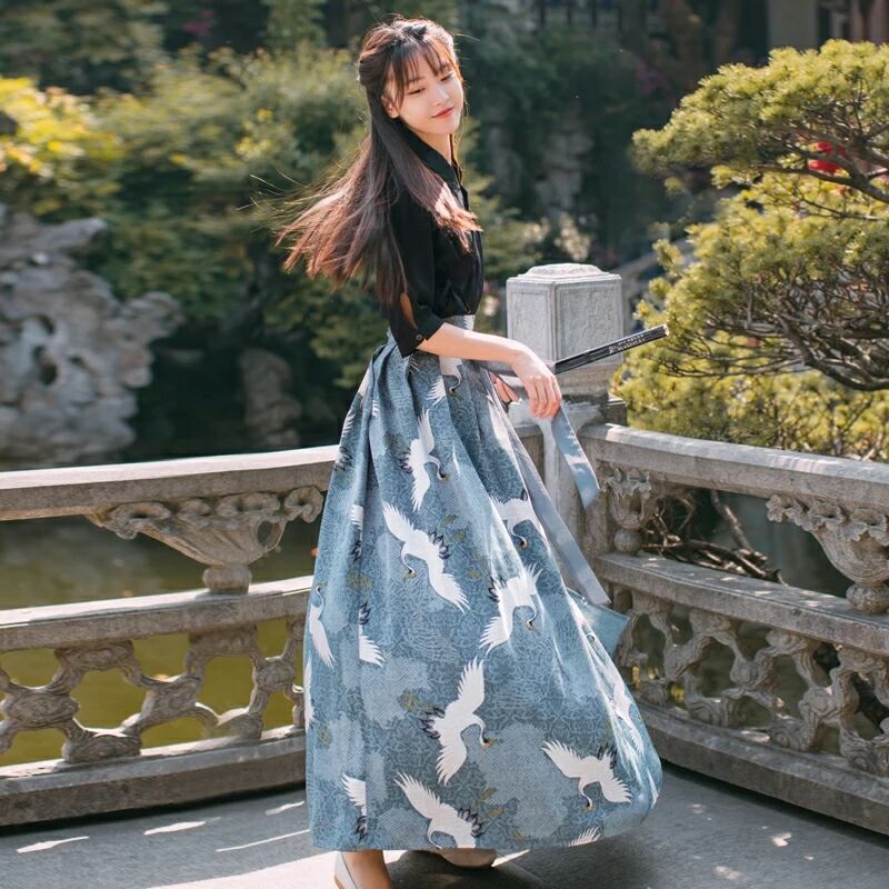 福連文苑江南素兮漢服，復古套裙?jié)h服圖片