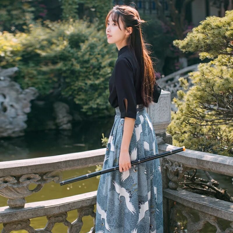 福連文苑江南素兮漢服，復古套裙?jié)h服圖片