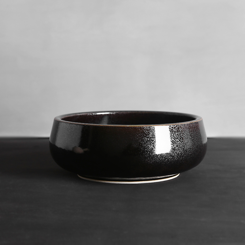 日式陶瓷，黑釉銀斑水盂