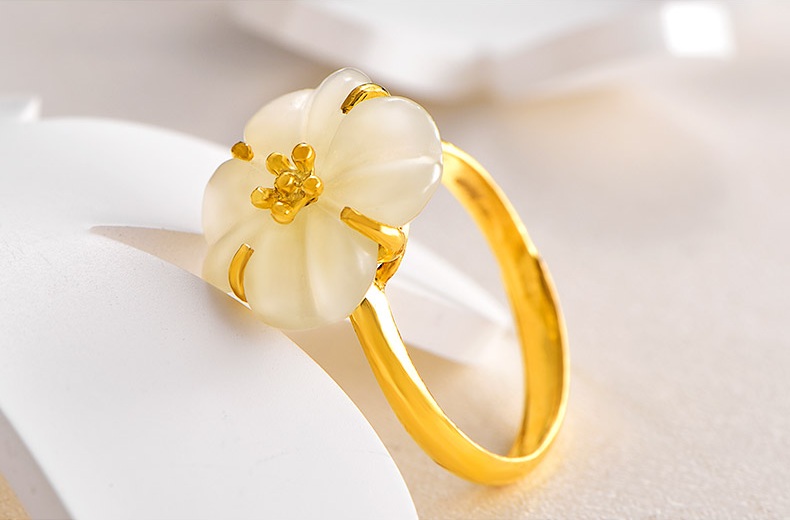 四葉草純金花戒