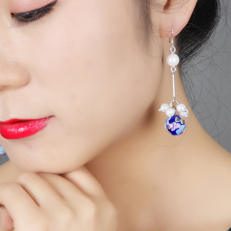 琉璃珍珠復(fù)古耳墜